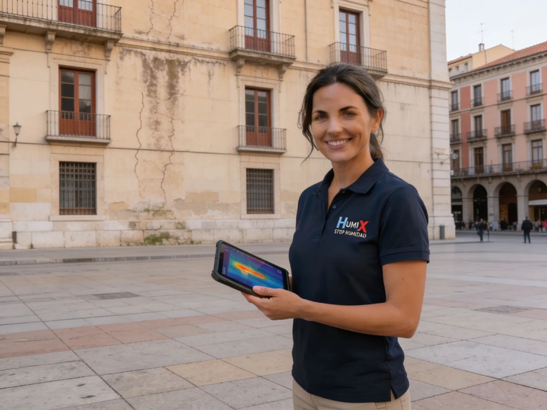 Técnico HUMIX Navarra recibido por clientes en una vivienda
